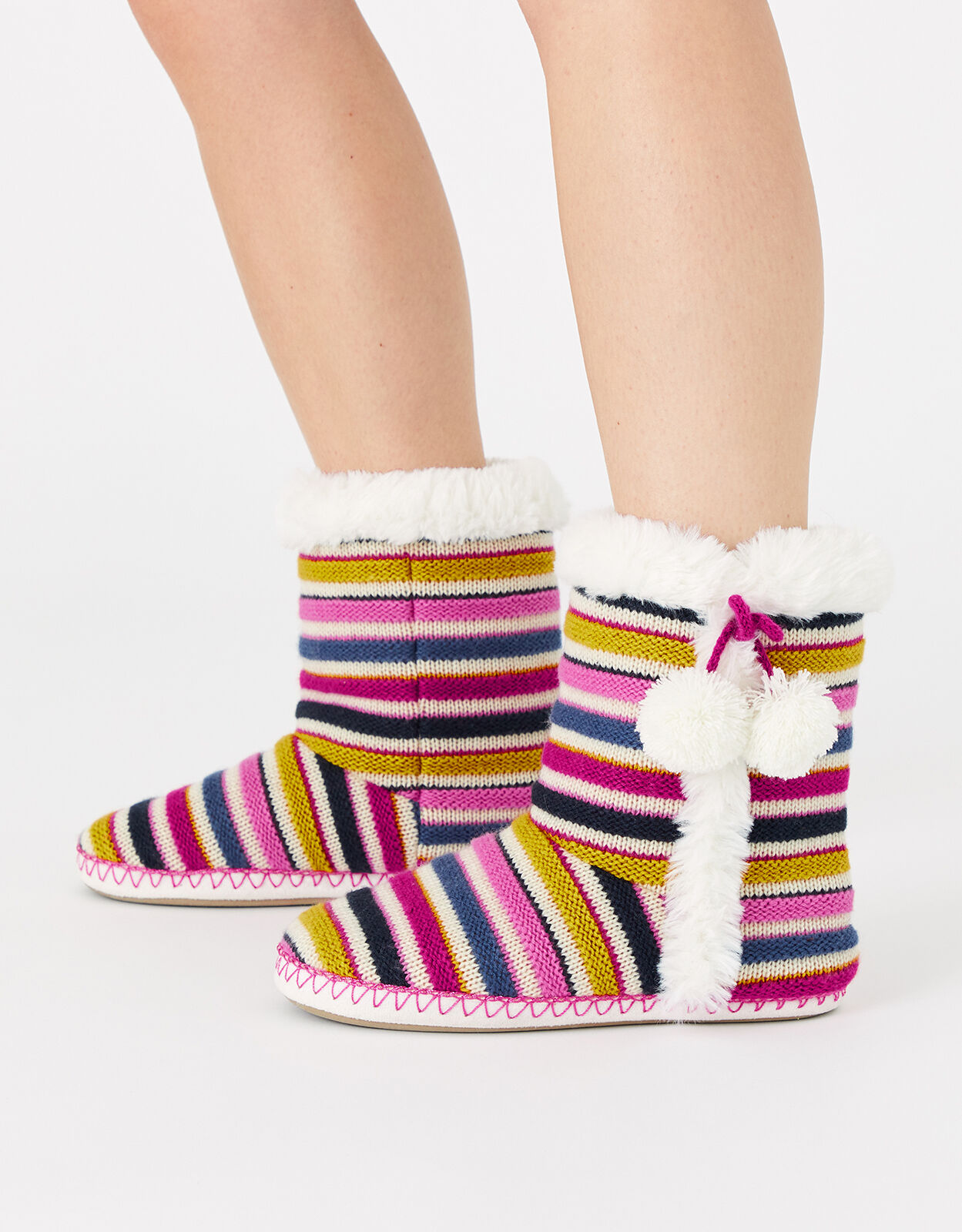Stripe Knit Slipper Boots Multi