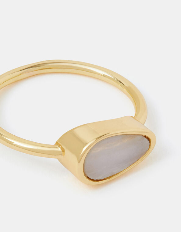 14ct Gold-Plated Agate Slice Ring, Gold (GOLD), large