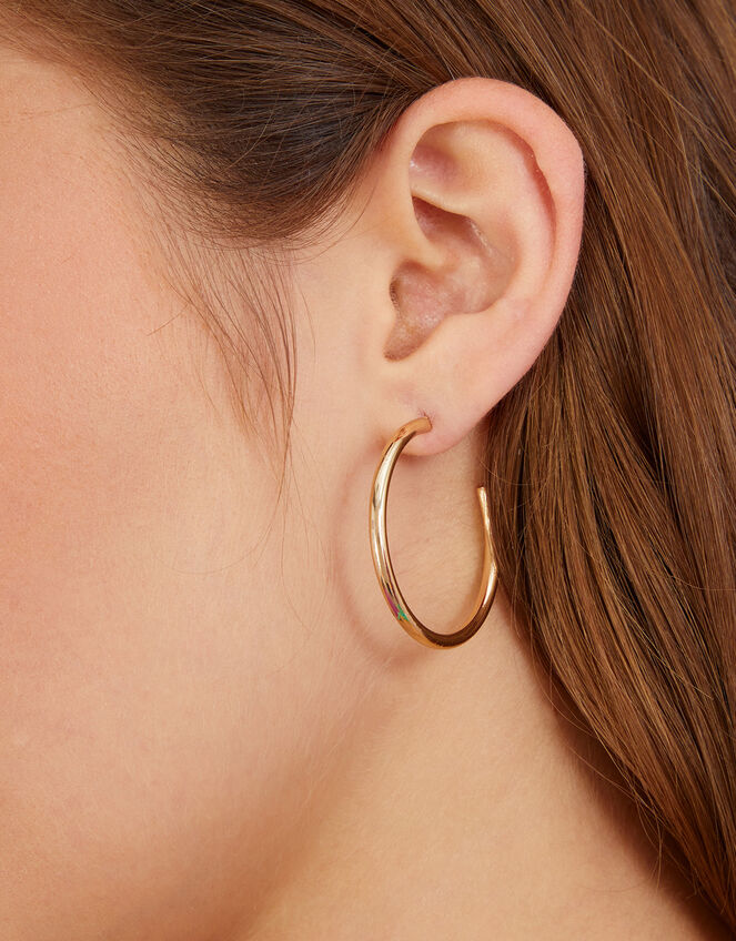 Medium Tube Hoops, Gold (GOLD), large