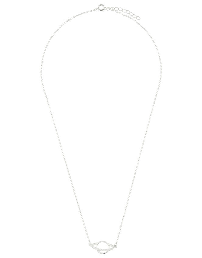 Sterling Silver Sparkle Planet Necklace, , large