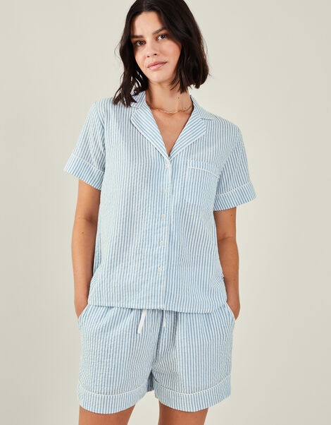 Stripe Short Pyjamas Set, Blue (BLUE), large