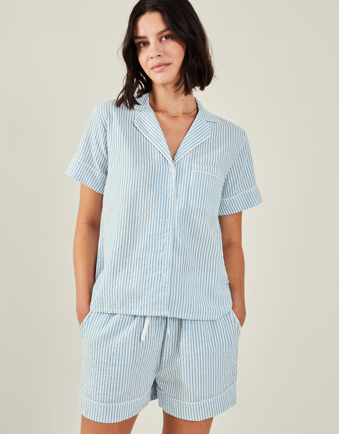 Stripe Short Pyjamas Set, Blue (BLUE), large