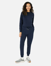Lounge Crop Sweatshirt in Organic Cotton , Blue (NAVY), large
