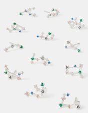 Sterling Silver Zodiac Constellation Stud Earrings, Silver (ST SILVER), large