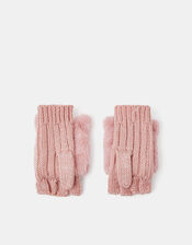 Girls Cat Fingerless Mitten Gloves, Pink (PINK), large