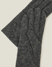 Touchscreen Button Gloves in Wool Blend, Grey (GREY), large