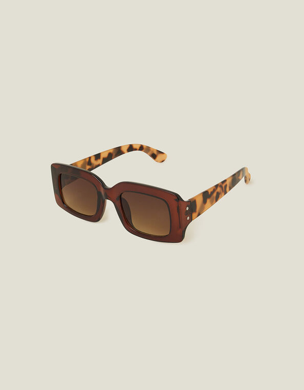 Square Tortoiseshell Contrast Sunglasses, , large