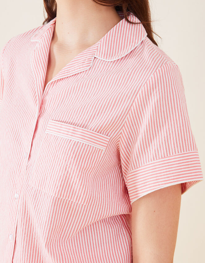 Seersucker Stripe Short Pyjama Set, Orange (CORAL), large