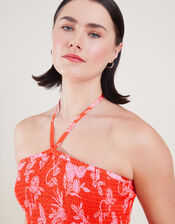 Fruity Floral Bandeau Dress, Orange (ORANGE), large