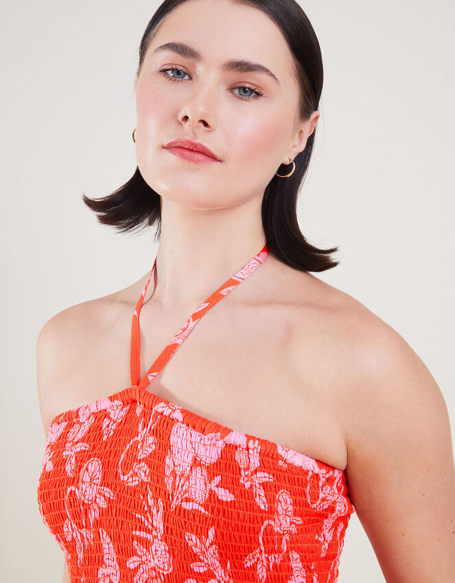 Fruity Floral Bandeau Dress, Orange (ORANGE), large