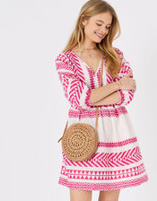 Patterned Jacquard Smock Dress, Pink (PINK), large