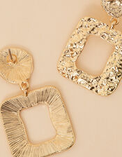 Textured Square Doorknocker Earrings, , large