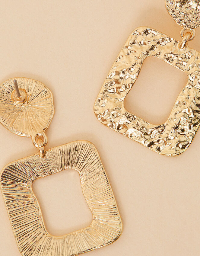 Textured Square Doorknocker Earrings, , large