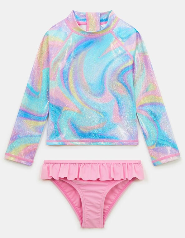 Girls Ombr&eacute; Rash Vest Swim Set, Multi (PASTEL MULTI), large