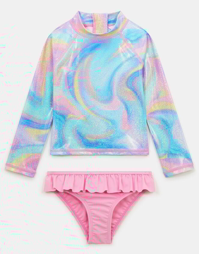 Girls Ombr&eacute; Rash Vest Swim Set, Multi (PASTEL MULTI), large