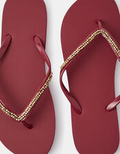 Beaded Flip Flops, Red (BURGUNDY), large