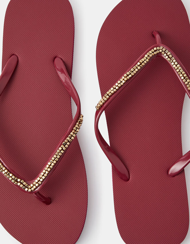 Beaded Flip Flops, Red (BURGUNDY), large