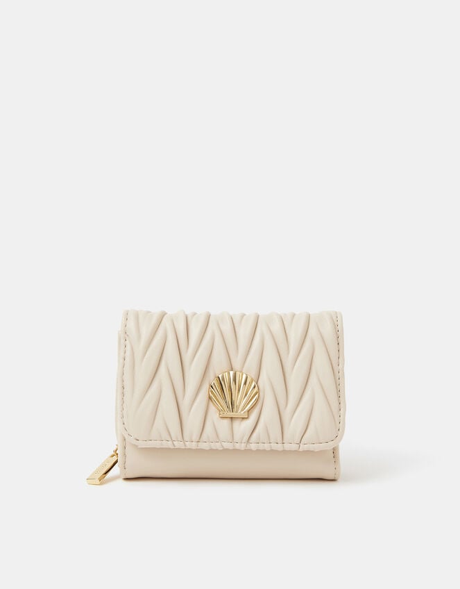 Shell Pleated Tri-Fold Purse, , large