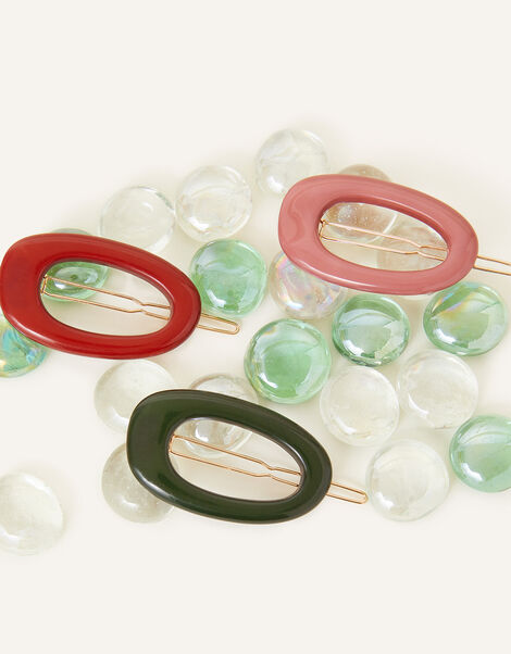 Oval Hair Clips Set of Three, , large