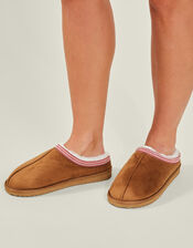 Suedette Braid Mule Slippers, Tan (TAN), large