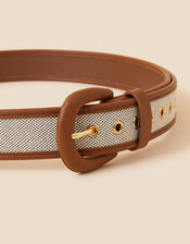 Contrast Edge Canvas Belt , Tan (TAN), large
