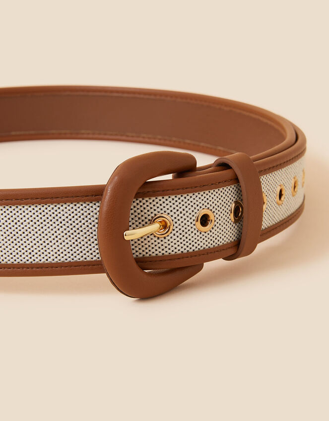 Contrast Edge Canvas Belt , Tan (TAN), large