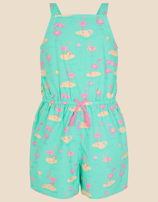 Girls Flamingo Playsuit, Green (GREEN), large