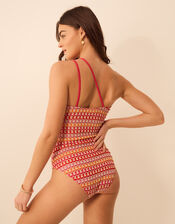 One Shoulder Crochet Swimsuit, Multi (BRIGHTS MULTI), large