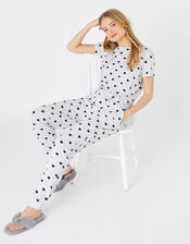 Heart Print Pyjama Set, Grey (GREY), large