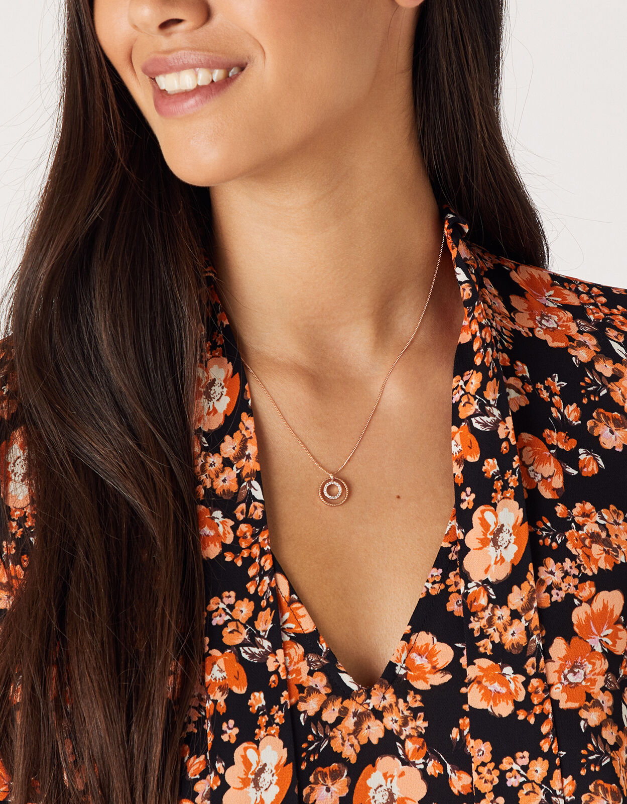 Rose Gold Plated Sparkle Pendant Necklace