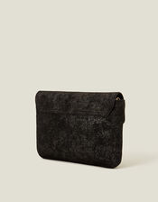 Leather Envelope Clutch Bag, Black (BLACK), large