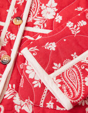 Girls Paisley Print Quilted Jacket, Red (RED), large