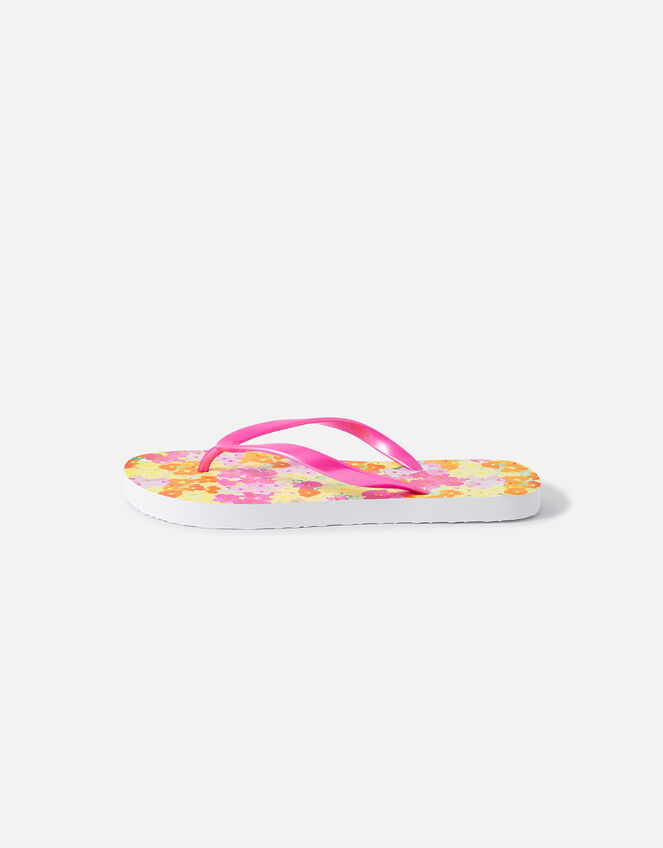 Floral Printed Flip Flops, Pink (PINK), large