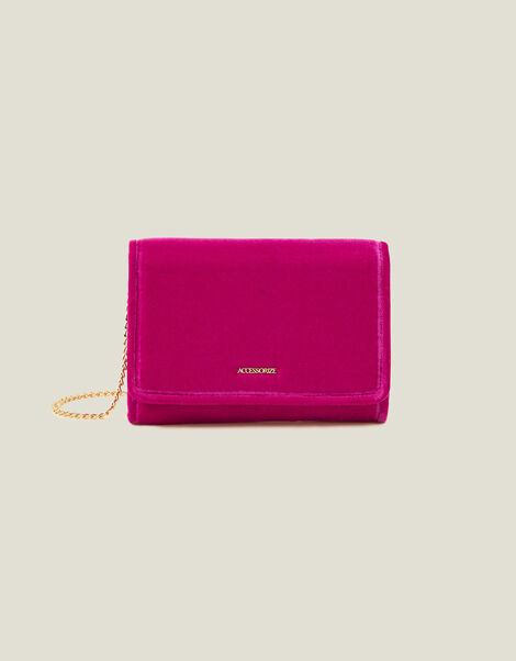 Velvet Cross Body Bag, Pink (FUCHSIA), large