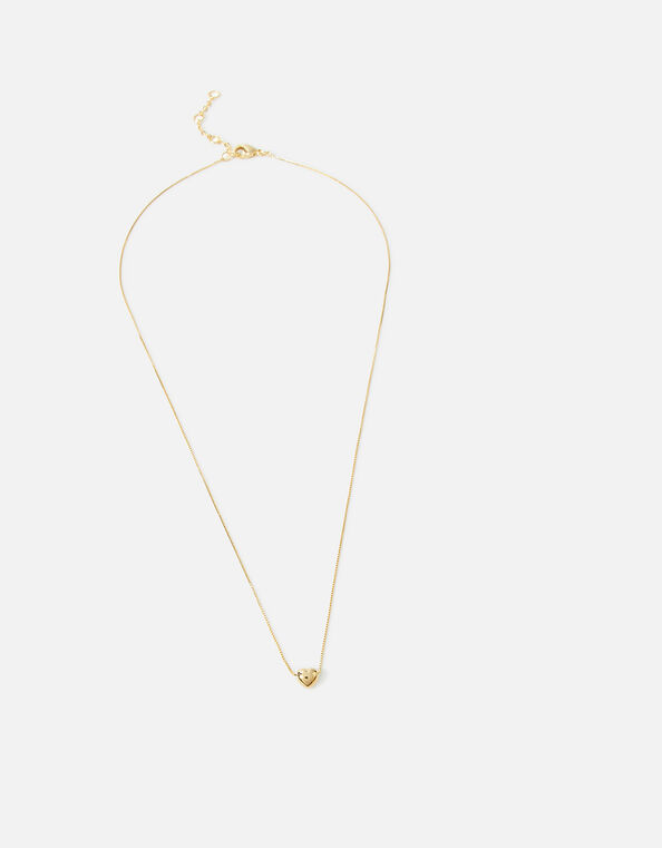 Gold-Plated Mini Puff Heart Necklace, , large