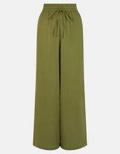 Wide Leg Beach Trousers, Green (KHAKI), large