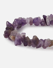 Raw Cut Stone Stretch Bracelet, Purple (PURPLE), large