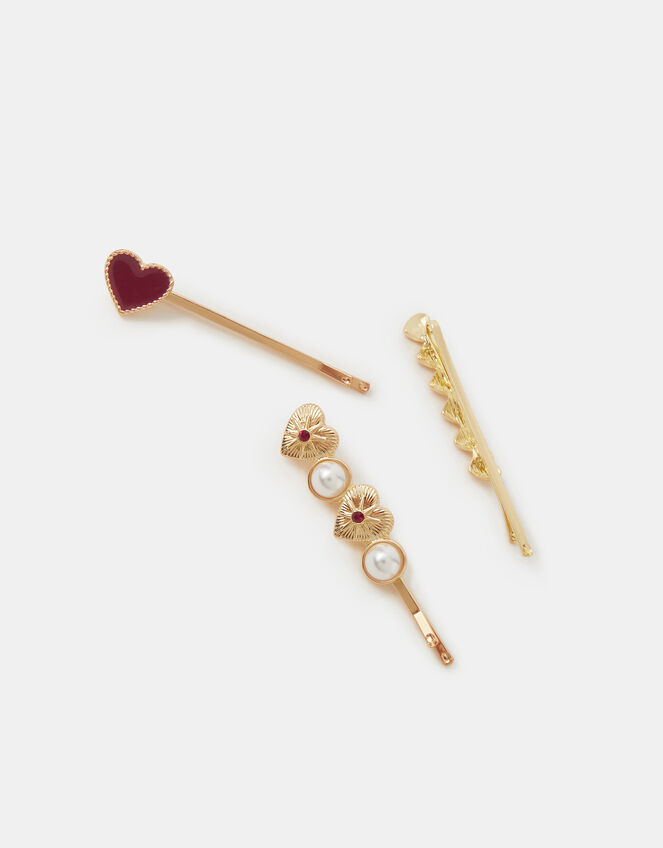 3-Pack Heart Hair Slides, , large