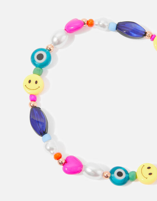 Beaded Pearl Smiley Anklet, , large