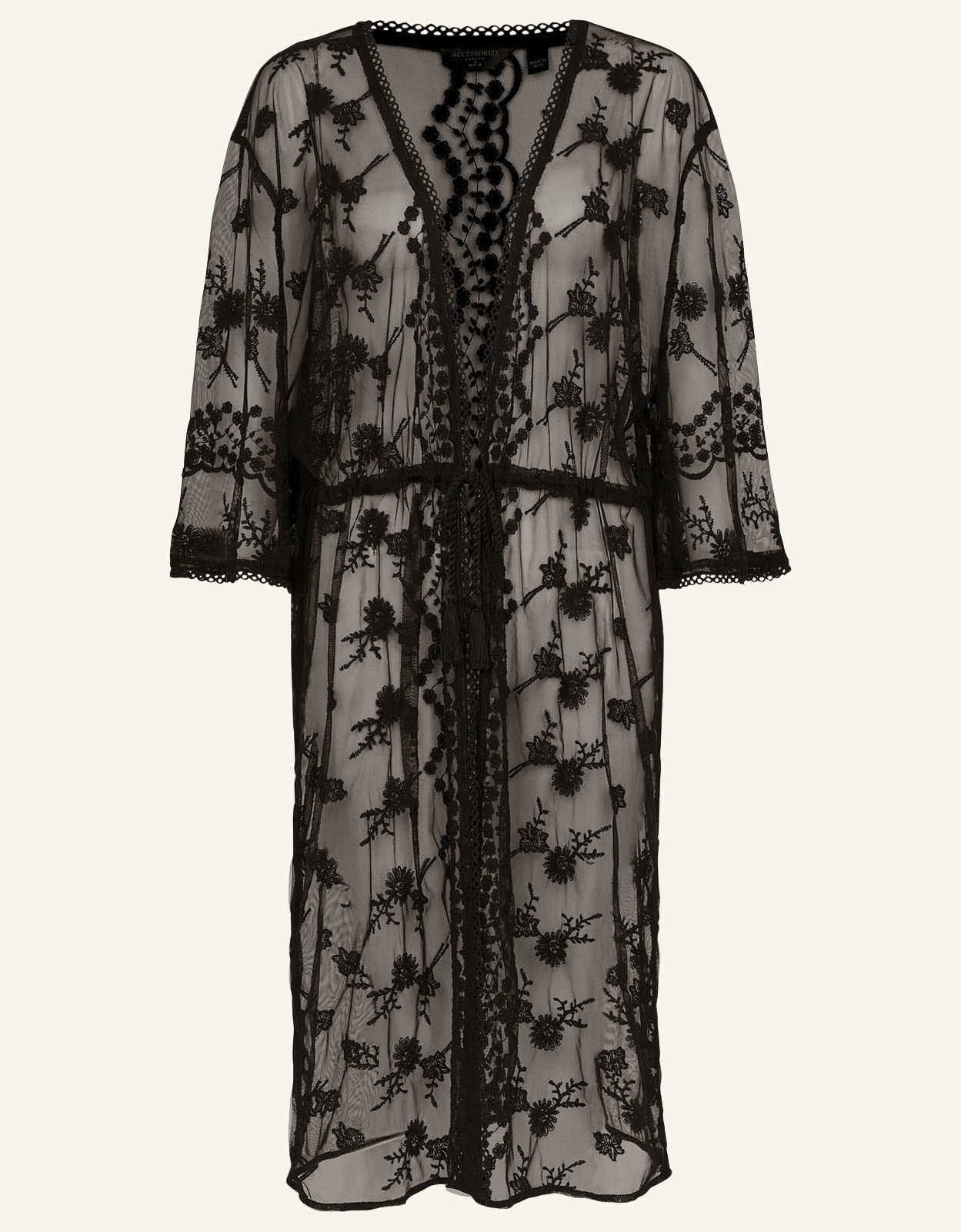 Long black lace cover up on sale