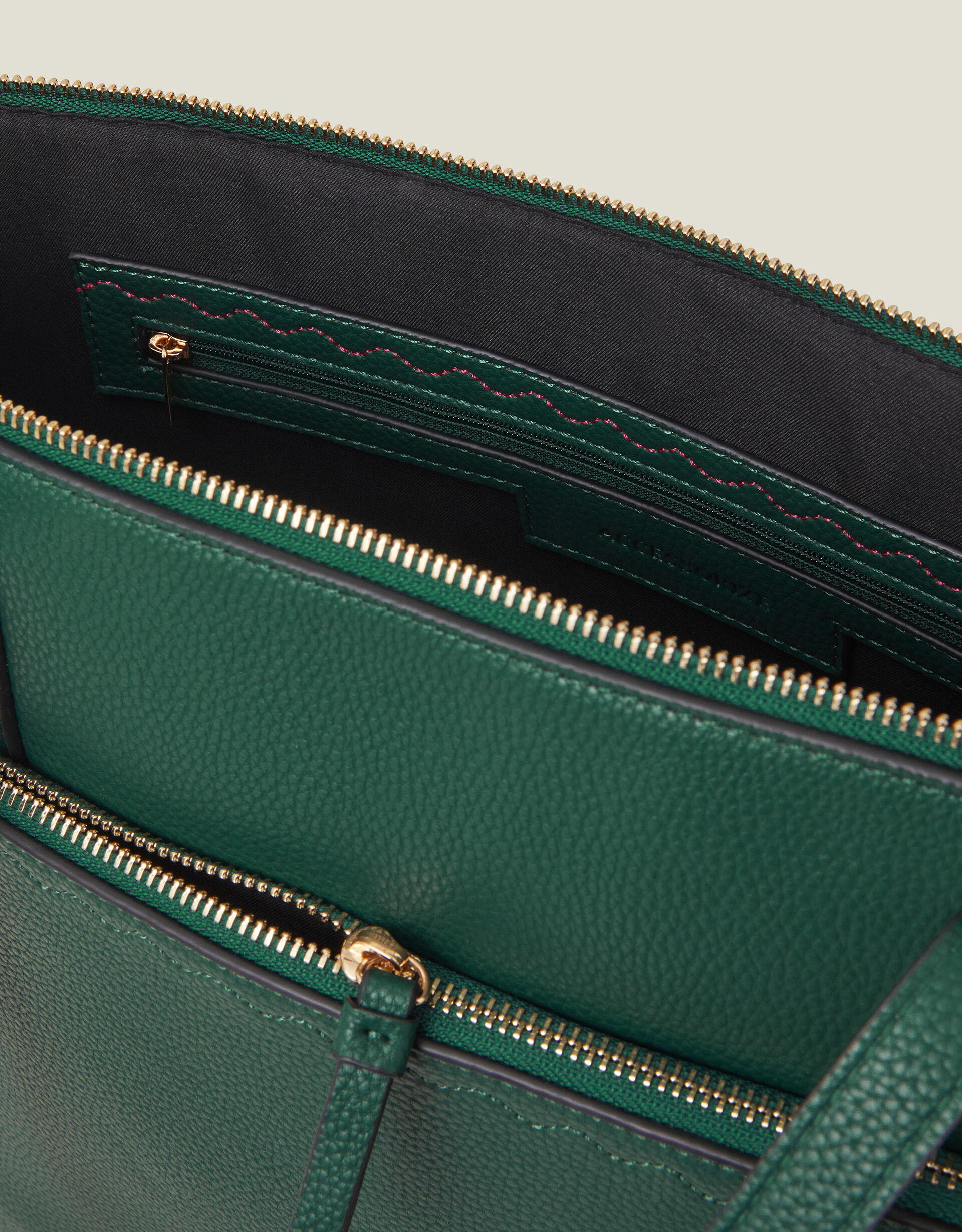 Zip Pocket Faux Leather Tote Bag