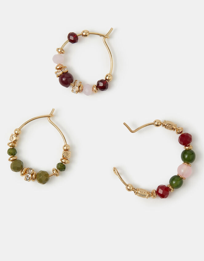 3-Pack Mini Beaded Hoop Earrings , , large
