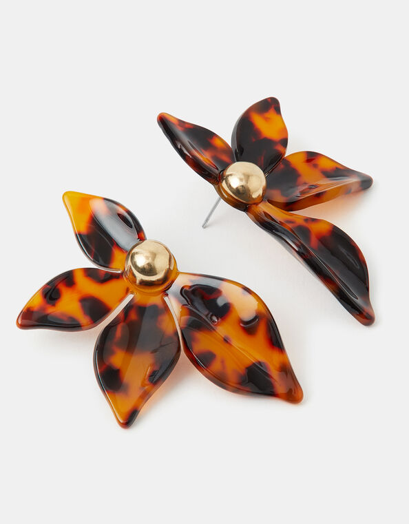 Tort Flower Statement Stud Earrings, , large
