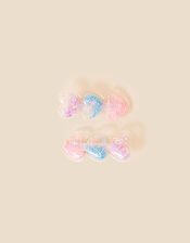 Girls Shake Glitter Heart Hair Clips Set of Two, , large