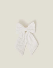 Broderie Bow Barrette Hair Clip, , large