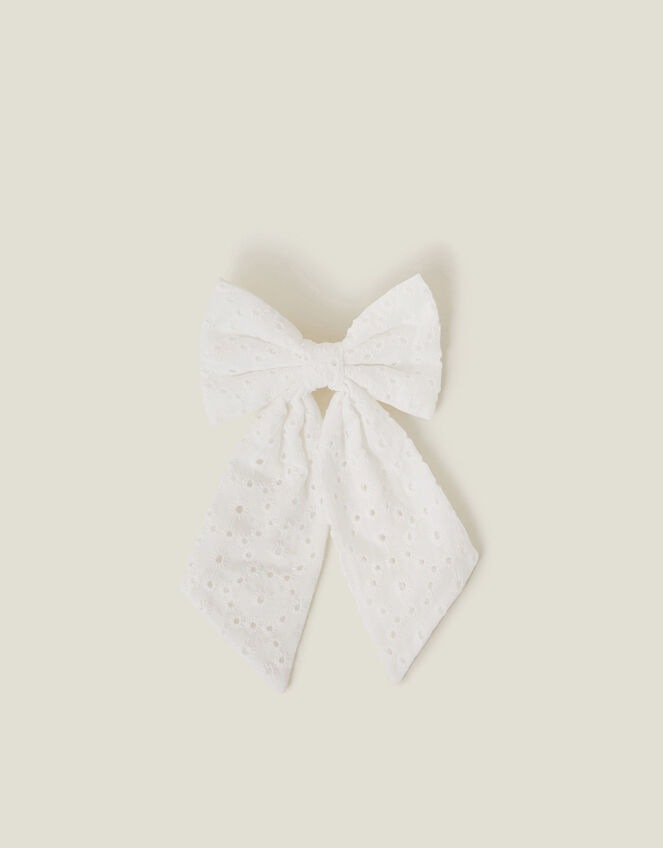 Broderie Bow Barrette Hair Clip, , large