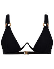 Ribbed Bikini Top with Monowire, Black (BLACK), large