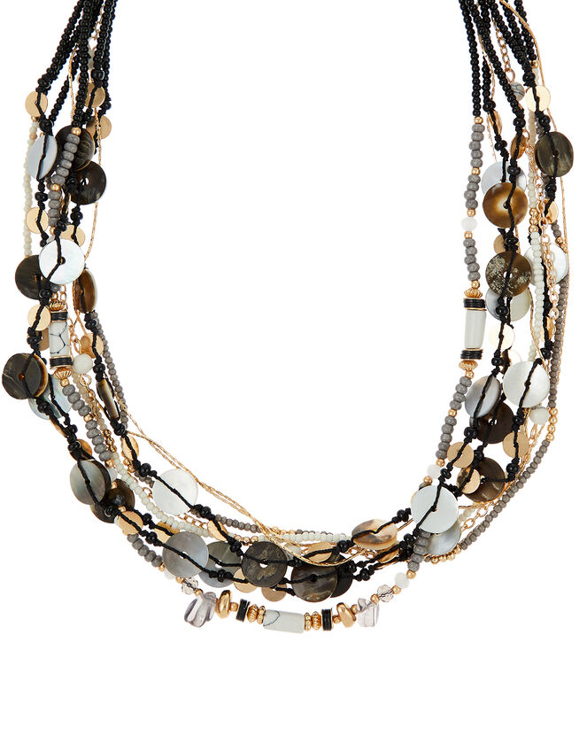 Mixed Shell and Bead Collar Necklace, , large