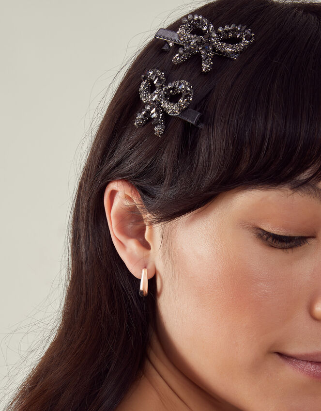 2-Pack Embellished Bow Hair Clips, , large