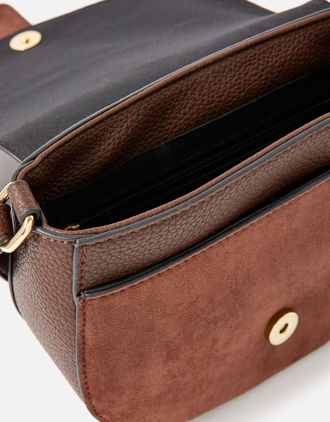 Shania Suedette Cross-Body Bag , Brown (CHOCOLATE), large